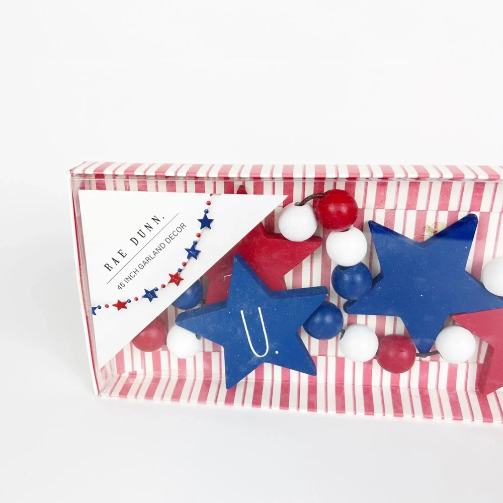 Set of 2 Rae Dunn USA July 4th Red White Blue Stars 45